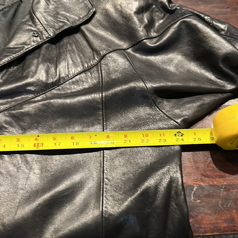 ⭐️SALE⭐️ Pelle Long Black Leather Jacket EUC - Picture 9 of 14